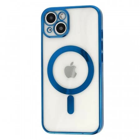 Husa Apple iPhone 11, Magsafe Electroplating TPU, protectie camera, margini albastre — varianta 3
