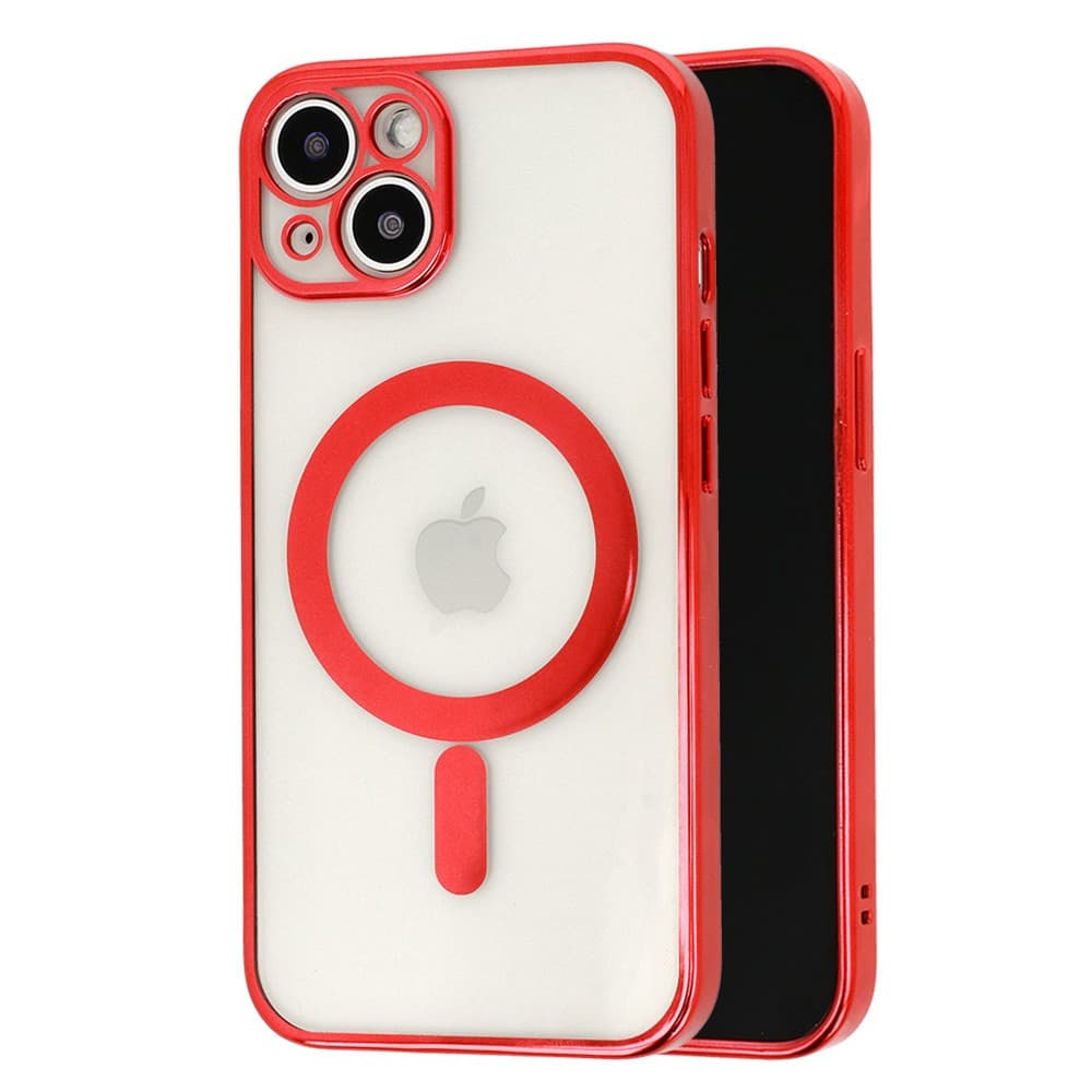 Husa Apple iPhone 11, Magsafe Electroplating TPU, protectie camera, margini rosii — principală