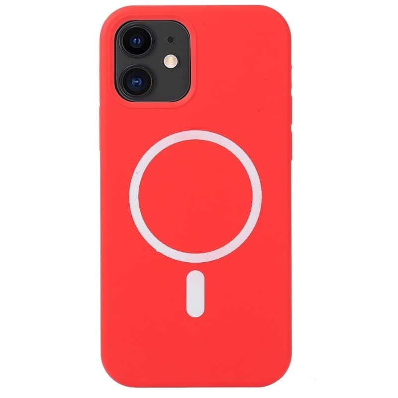 Husa Apple iPhone 12 / 12 Pro, Magsafe Silicone, microfibra, rosie — principală