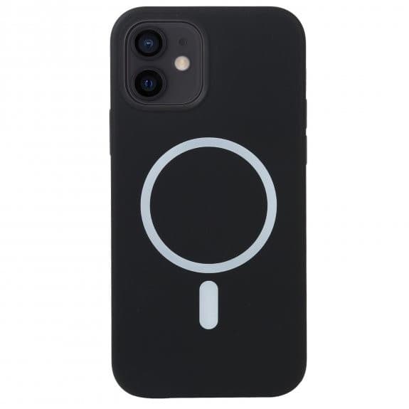 Husa Apple iPhone 14 Pro, Magsafe Silicone, microfibra, neagra — principală