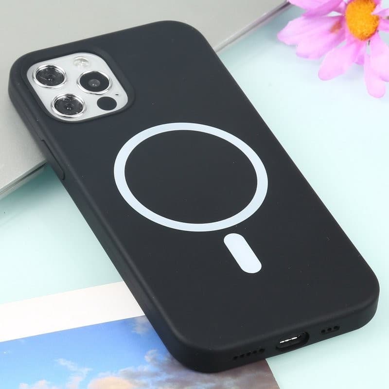 Husa Apple iPhone 14 Pro, Magsafe Silicone, microfibra, neagra — varianta 2