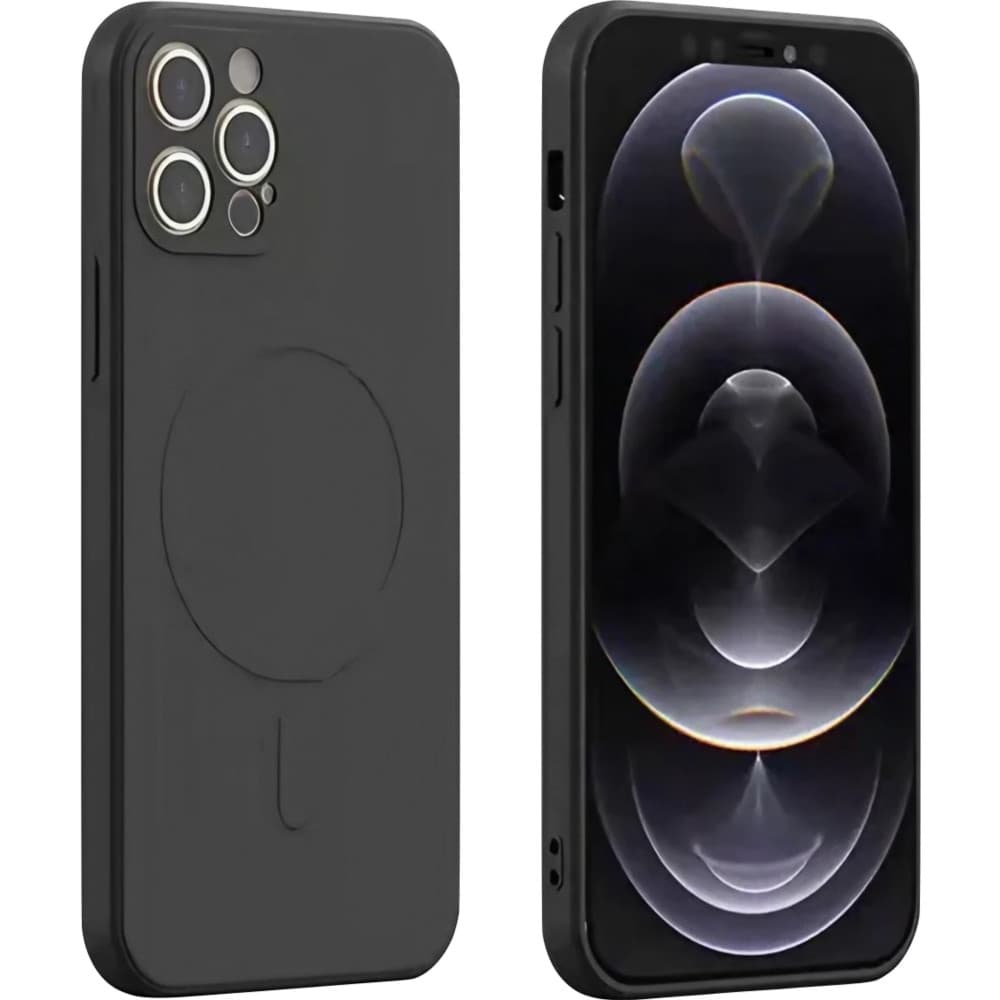 Husa Apple iPhone 11, Liquid Magsafe, protectie camera, microfibra, neagra — 2