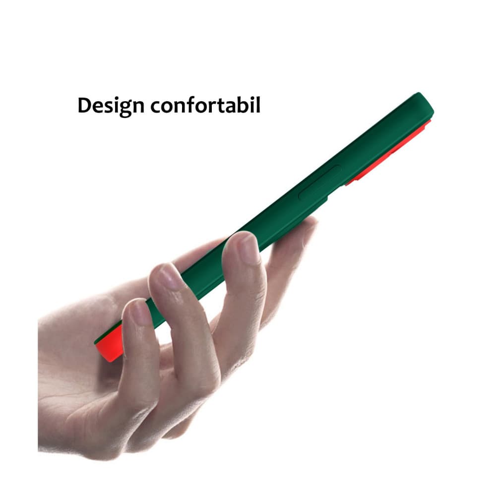 Husa Apple iPhone 14 Pro, Armor Design, functie stand, insertie metalica pentru suport auto magnetic, verde/rosu — varianta 4