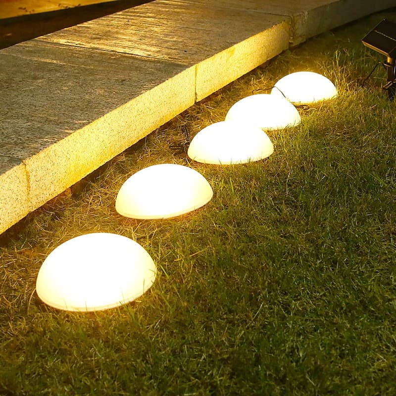 Decoratiune pentru gradina, lampa solara in forma de ciupera, 5 ciuperci, alb cald — 2