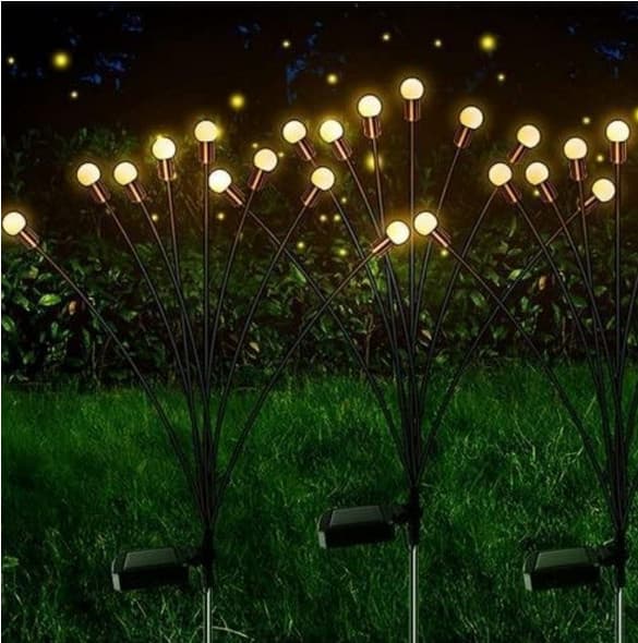 Decoratiune solara pentru gradina cu 6 bulbi, lumina alb cald — varianta 3