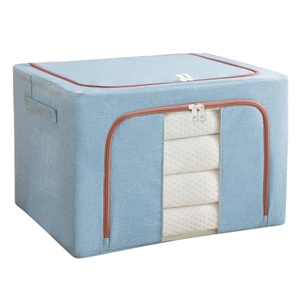 Cutie de depozitare pliabila cu fermoar, 100 litri, material textil, 60 X 42 X 40 cm, albastru deschis — principală