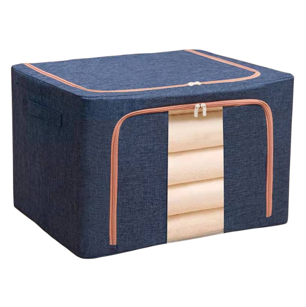 Cutie de depozitare pliabila cu fermoar, 100 litri, material textil, 60 X 42 X 40 cm, albastru inchis — principală