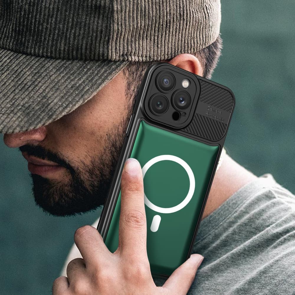 Husa Apple iPhone 12, Urban Series, prindere suport auto magnetic, antisoc, verde inchis — varianta 2