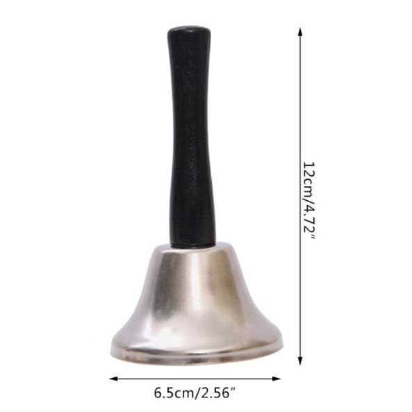Clopotel de mana metalic, maner de lemn, 12 x 6.5 cm, argintiu — varianta 3
