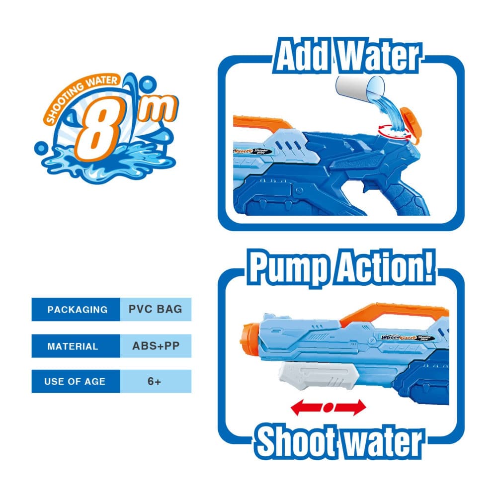 Jucarie pistol cu apa, plastic, rezervor 1500 ml, 6 ani+, albastru — varianta 4