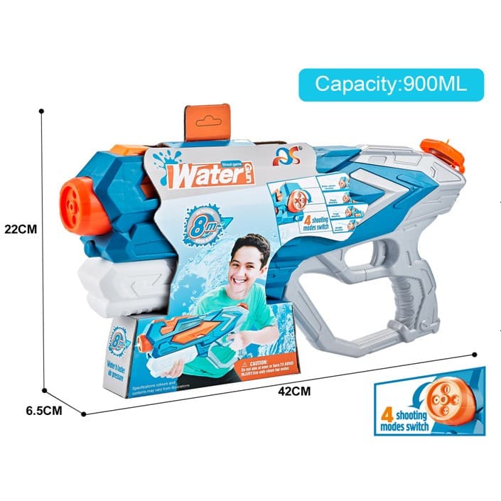 Jucarie pistol cu apa, plastic, 4 duze, rezervor 900 ml, 6 ani+, albastru — varianta 2
