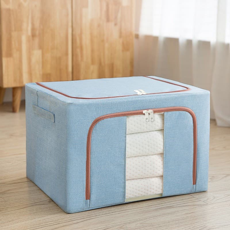Cutie de depozitare pliabila cu fermoar, 66 litri, material textil, 50 X 40 X 33 cm, albastru deschis — varianta 2