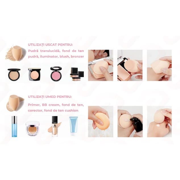 Set 3 buretei machiaj, premium, roz — varianta 6