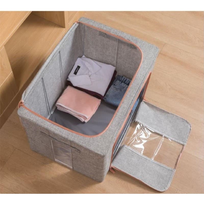 Cutie de depozitare pliabila cu fermoar, 100 litri, material textil, 60 X 42 X 40 cm, gri — varianta 3