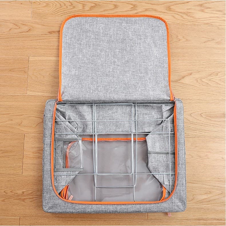 Cutie de depozitare pliabila cu fermoar, 100 litri, material textil, 60 X 42 X 40 cm, gri — varianta 6