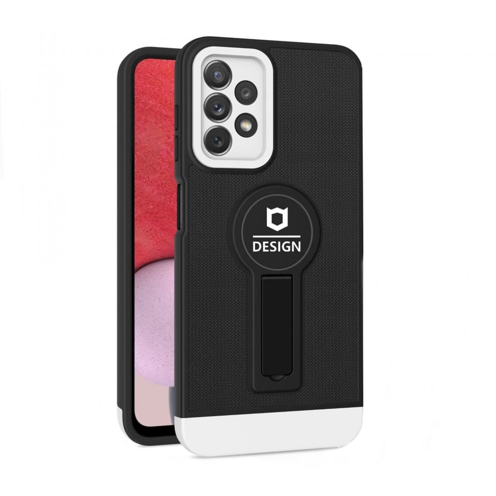 Husa Samsung Galaxy A13 4G, Armor Design, functie stand, insertie metalica pentru suport auto magnetic, negru/alb — principală