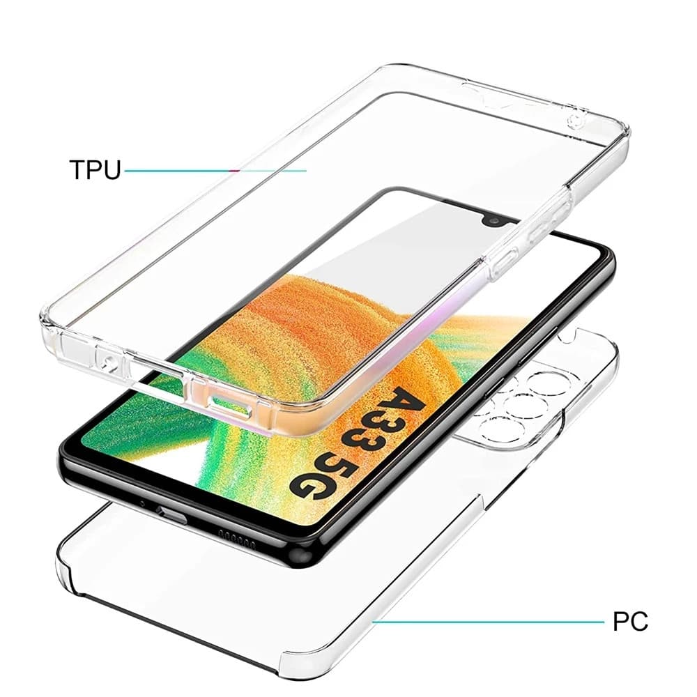 Husa protectie Samsung Galaxy A23 5G (fata + spate) Fully PC & PET 360°, transparenta — 2