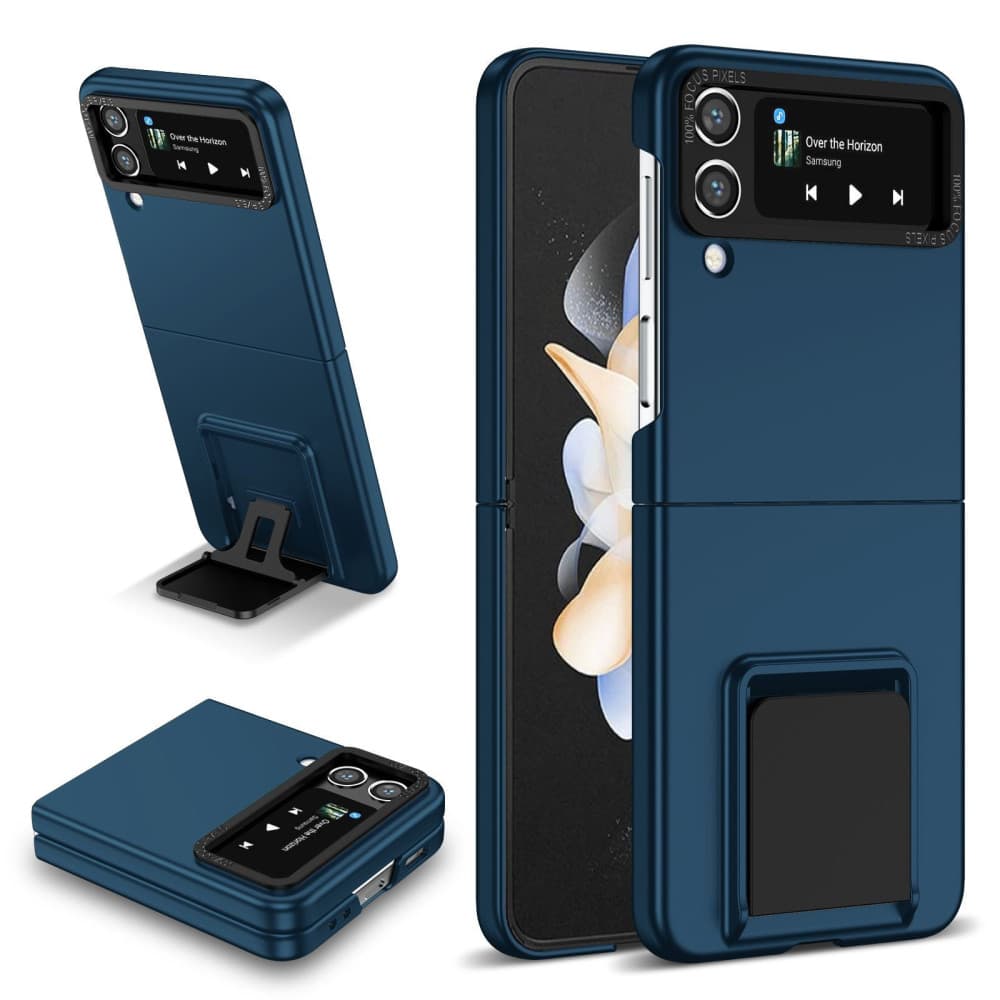 Husa protectie Samsung Galaxy Z Flip3 , policarbonat, pliere tridimensionala, stand expunere, albastra — 2