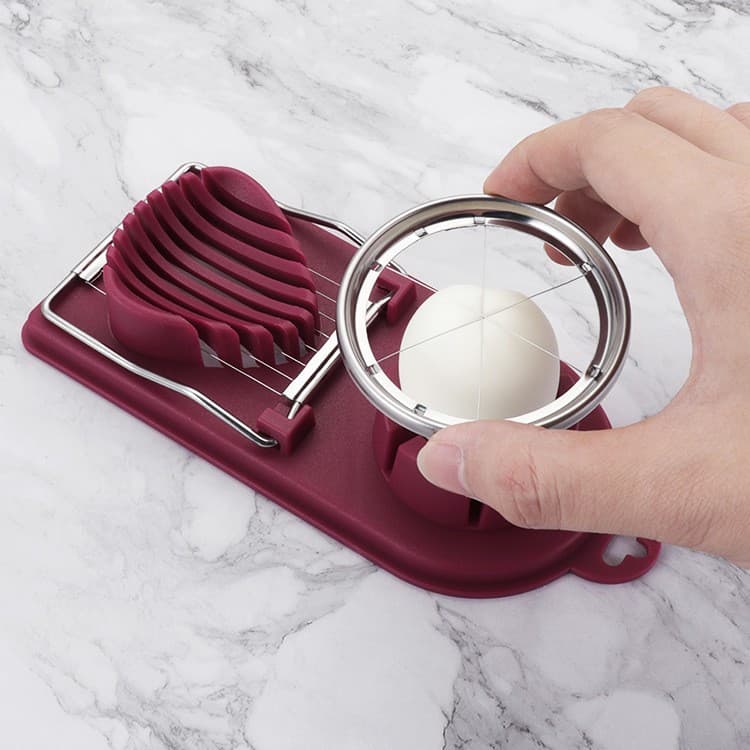 Feliator multifunctional oua, mozzarela, fructe, 2 forme de feliere, agatatoare, 20 cm, visiniu — 2