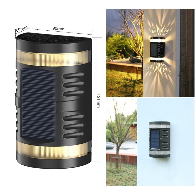 Lampa solara LED decorativa cu lumina bidirectionala, IP65, 1.2V, 600mah, 15.1 x 9 x 6 cm, material ABS, alb cald — varianta 2