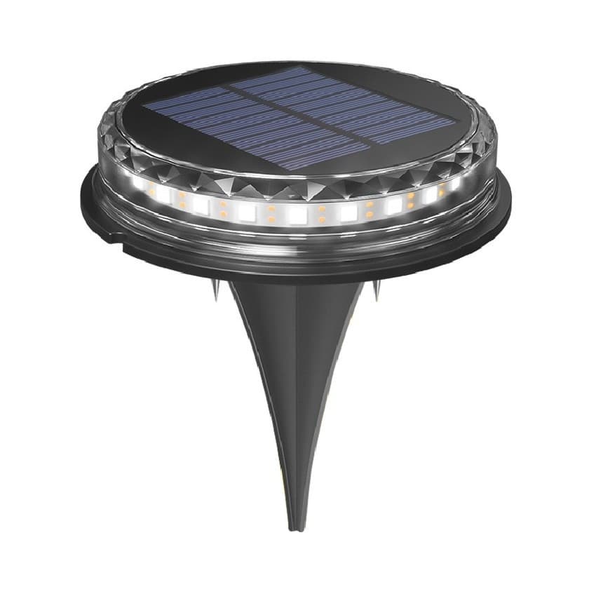 Lampa solara LED tip spot pentru gradina, 8 LED-uri, material ABS si Policarbonat, baterie 1.2V, 600mah, 12 x 13.5 cm, alb rece — principală