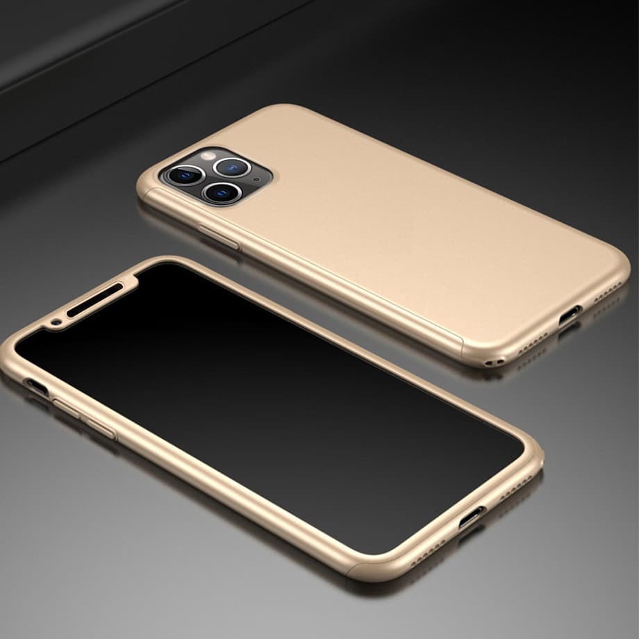 Husă Full Cover 360° pentru Apple iPhone 11 Pro (față + spate + sticlă), aurie — varianta 2