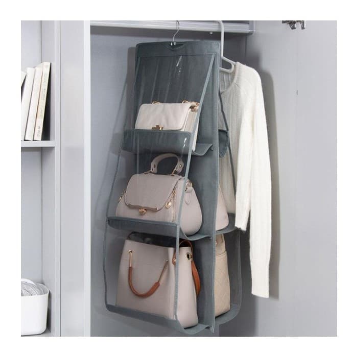 Organizator genti 6 compartimente, suspendabil, 85 x 36 cm, gri — varianta 3