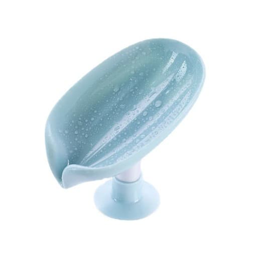 Savoniera cu scurgere pentru sapun, cu ventuza, material ABS, 13 x 8.5 x 10.5 cm, albastra — principală