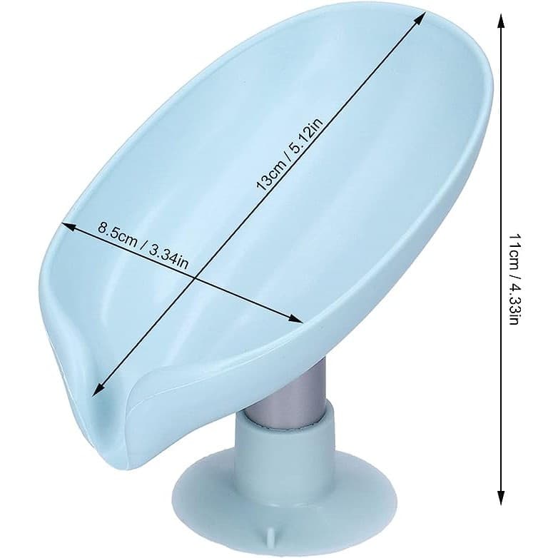 Savoniera cu scurgere pentru sapun, cu ventuza, material ABS, 13 x 8.5 x 10.5 cm, albastra — varianta 7