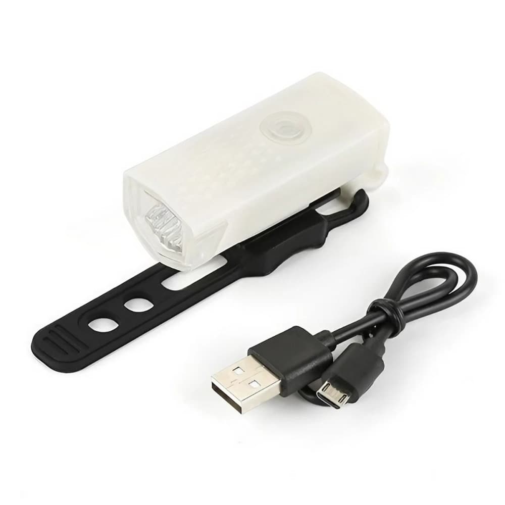 Far cu LED proiector pentru bicicleta/trotineta, reincarcabil, cablu USB inclus, alb — varianta 3
