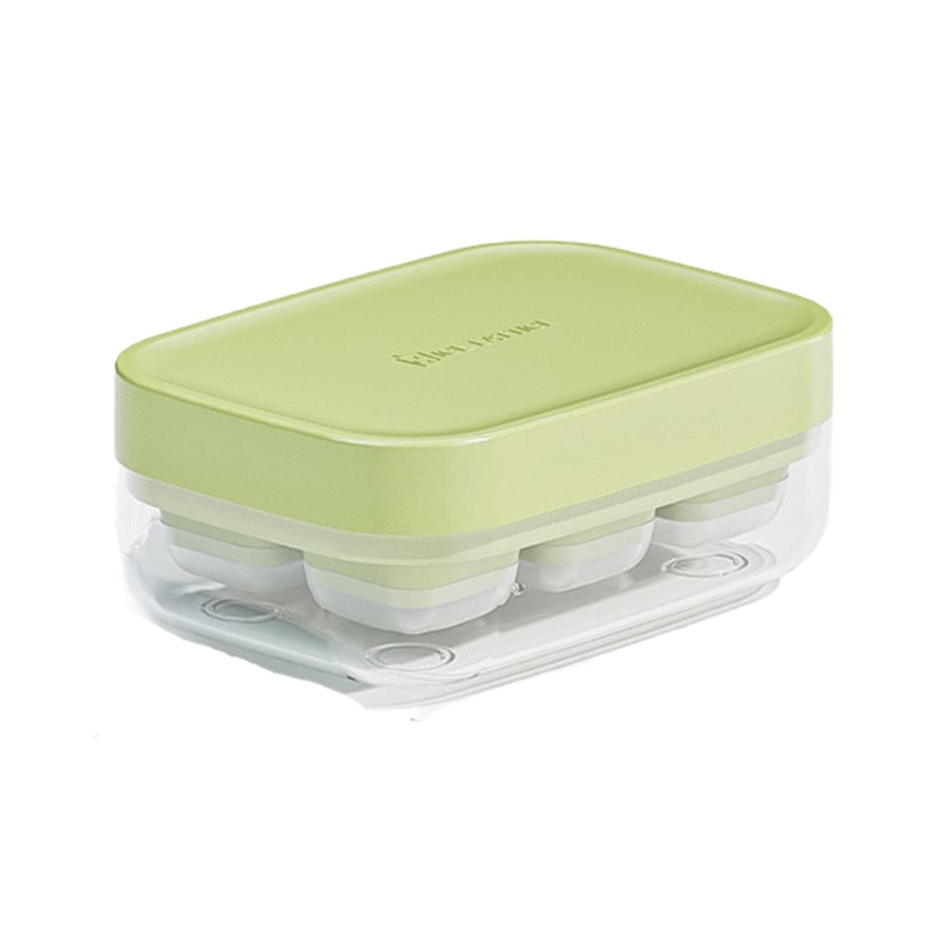 Forma pentru gheata din silicon alimentar, 6 cuburi, caserola pentru depozitare, usor de folosit si curatat, 10.5 x 7.5 x 4.1 cm, verde — principală