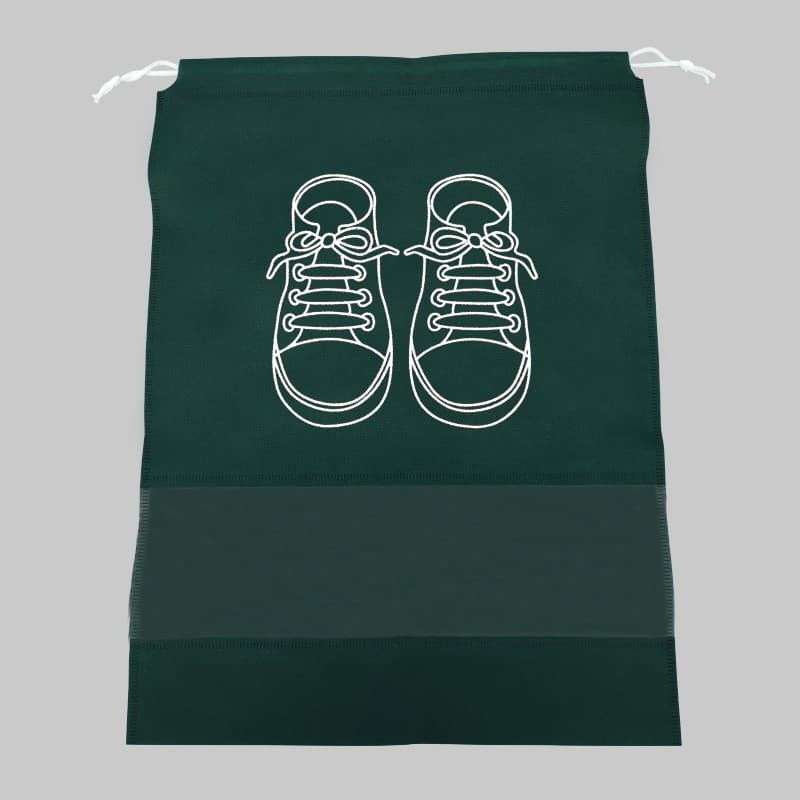 Sac depozitare incaltaminte, pentru voiaj sau depozitare, rezistent la praf, compatibil cu masina de spalat, 27 x 36 cm, verde inchis — varianta 2