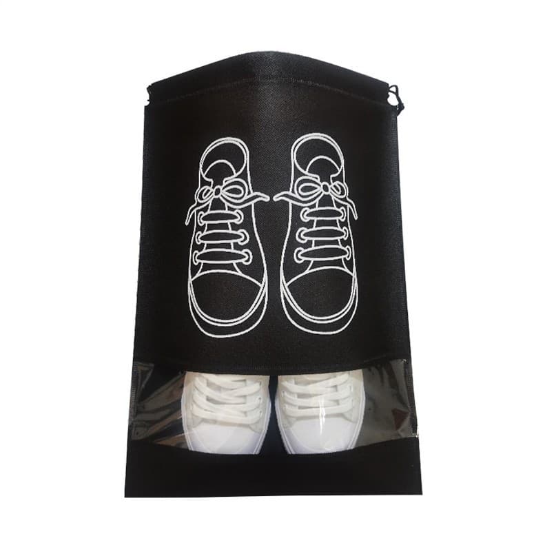 Sac depozitare incaltaminte, pentru voiaj sau depozitare, rezistent la praf, compatibil cu masina de spalat, 27 x 36 cm, negru — principală