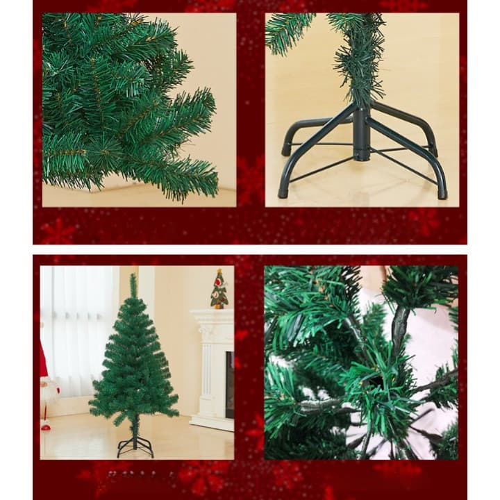 Brad artificial de Craciun, 120 cm, 240 ramuri/varfuri, plastic, interior/exterior, verde, suport inclus — 4