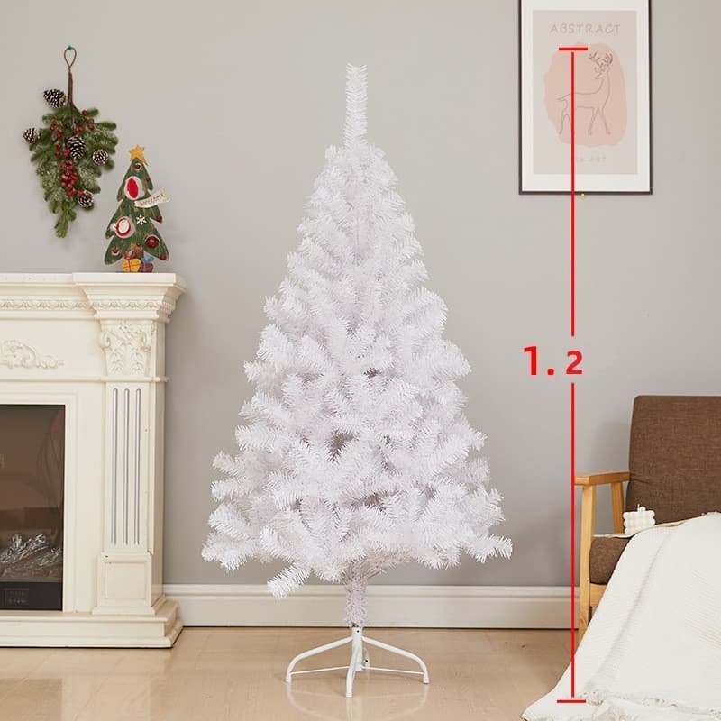 Brad artificial de Craciun, 120 cm, 240 ramuri/varfuri, plastic, interior/exterior, alb, suport inclus — 2