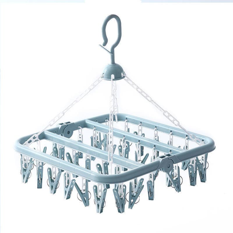 Uscator de rufe, 32 de cleme, Plastic, Pliabil, rotire 360 grade, 32x32 cm, Albastru — principală