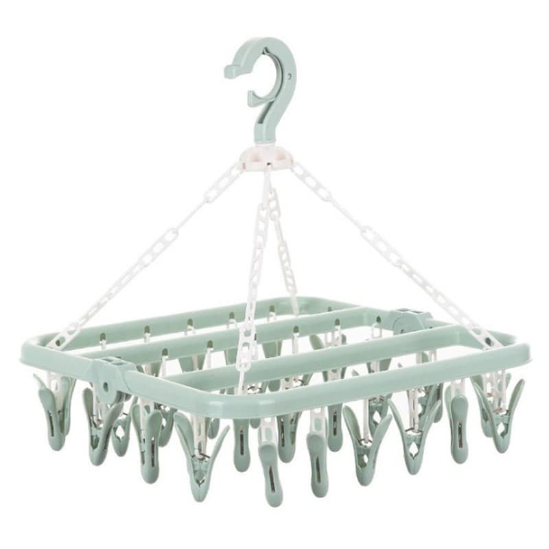 Uscator de rufe, 32 de cleme, Plastic, Pliabil, rotire 360 grade, 32x32 cm, Verde — principală