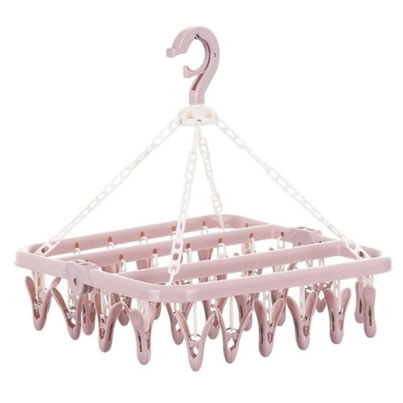 Uscator de rufe , 32 de cleme, plastic, pliabil, rotire 360 grade, 32x32 cm, roz — principală