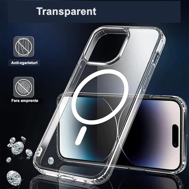 Husa protectie Apple iPhone 15 Pro Max, compatibila MagSafe, transparenta — varianta 2