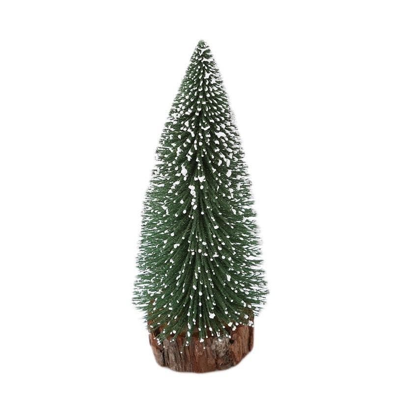 Brad artificial de Craciun, ornament pentru masa, pe suport lemn, 20 cm, argintiu — principală