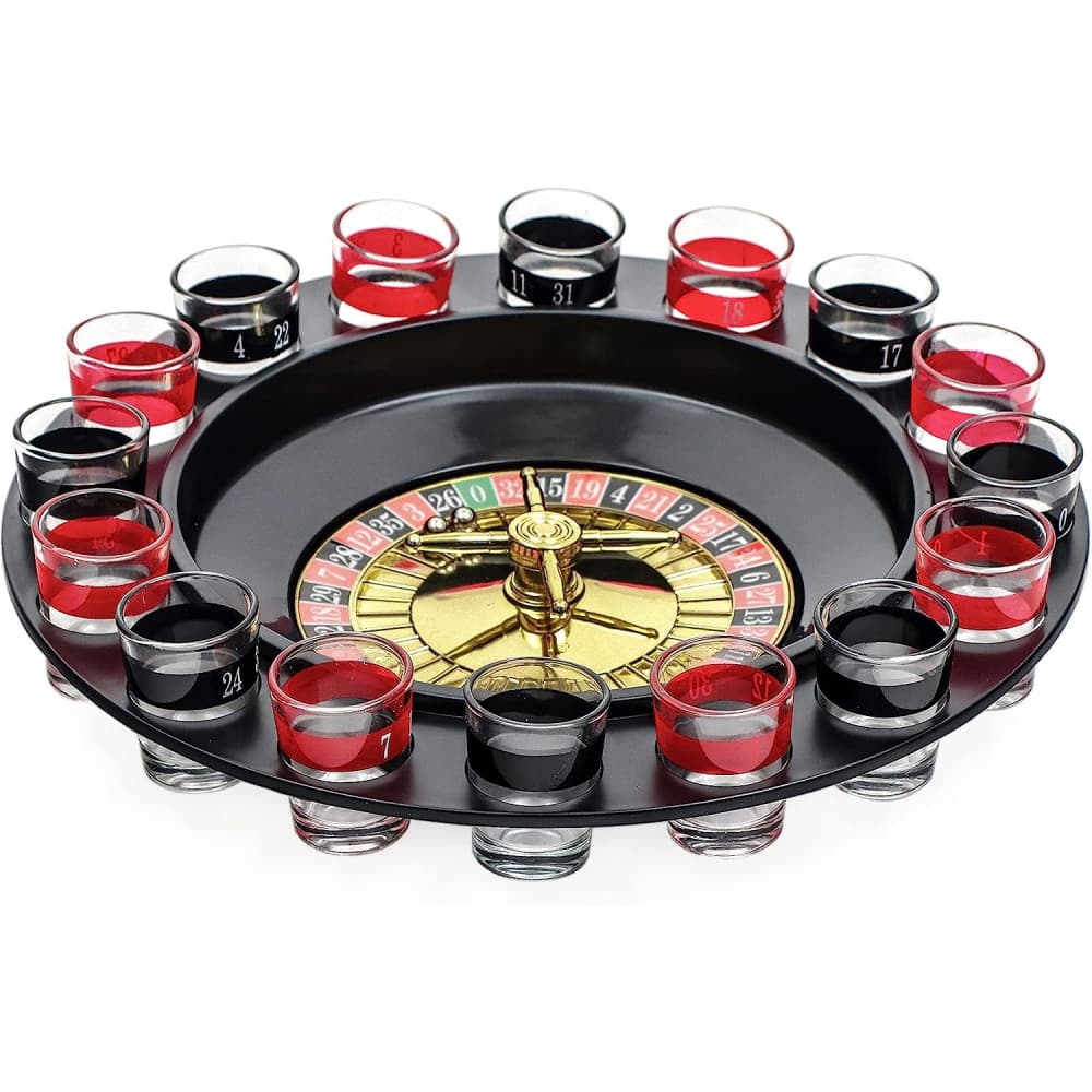Joc de Baut Ruleta cu Pahare de Shot, 30 cm, Rosu/Negru — principală