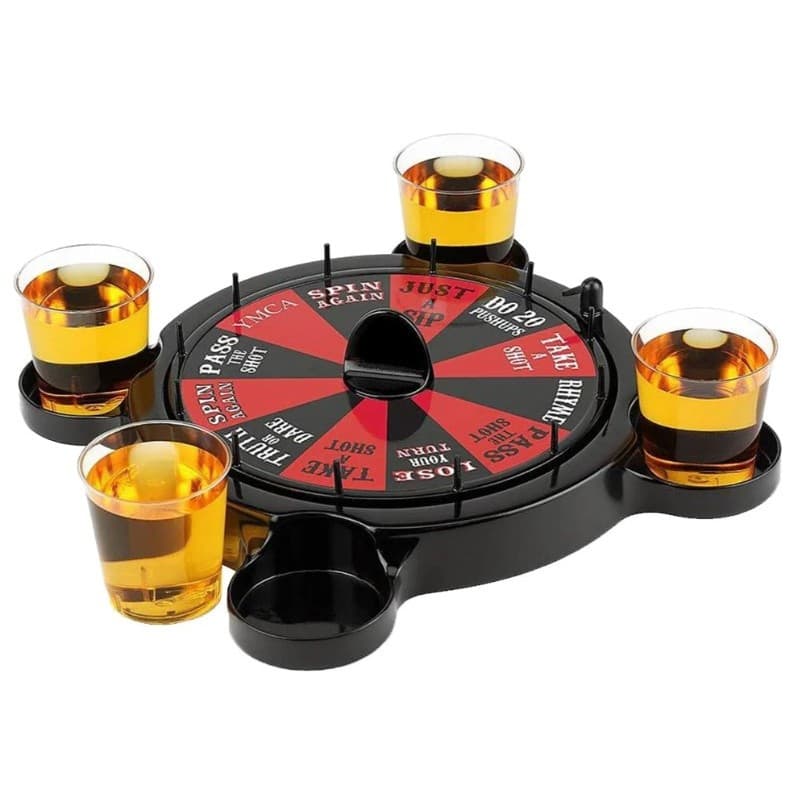 Joc de Baut Ruleta cu Pahare de Shot , 15 x 16.5 cm, Rosu/Negru — principală