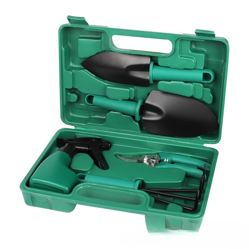 Set 5 accesorii pentru gradinarit, geanta depozitare inclusa, otel inoxidabil, 18.5 x 29.5 cm, verde — principală