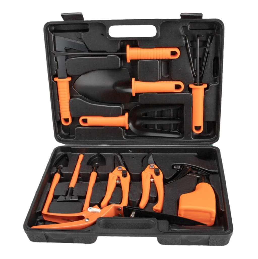 Set 12 accesorii pentru gradinarit, geanta depozitare inclusa, otel inoxidabil, 37 x 27 cm, portocaliu — principală