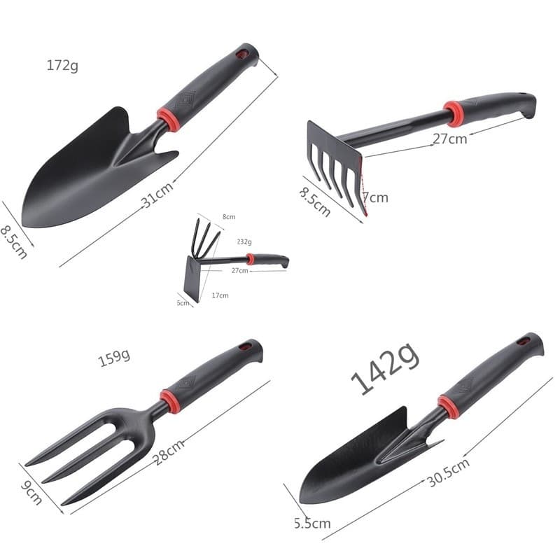 Set 7 unelte de gradina, pentru plantare si ingrijire plante, PVC si cardboard, 31.5 x 8 cm, negre — varianta 2