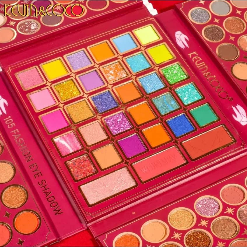 Paleta de Farduri Kevin&Coco, 105 culori, Stil Pliabil, Wednesday, Conturing, Iluminator, Blush incluse, Fara Sulfati, Pudra Compacta, 18.7 x 17.3 x 2.6 cm, 407 g, multicolor — varianta 3