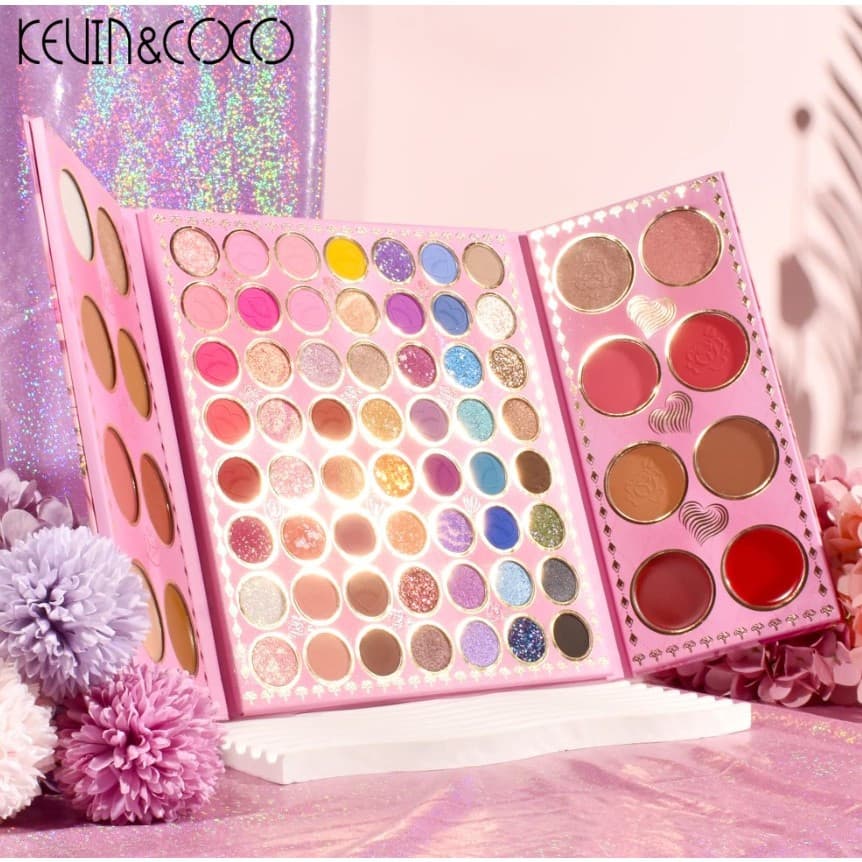 Paleta de farduri Kevin&Coco, 72 de culori, stil pliabil, conturing, iluminator, blush incluse, dreptunghiulara, 22 x 24.5 cm, 490 g, multicolor — varianta 2