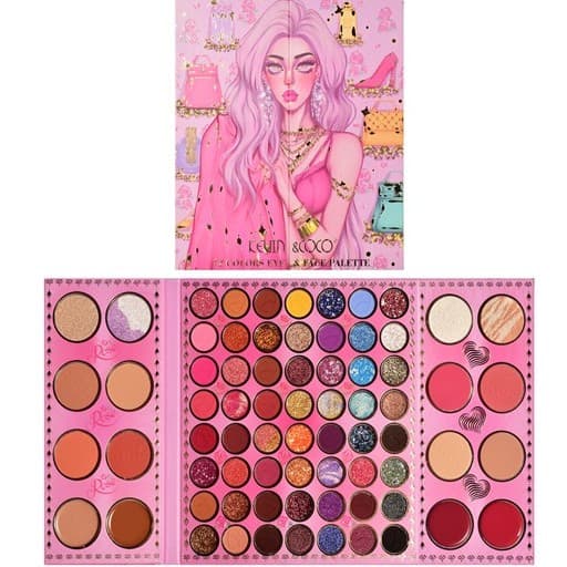 Paleta de farduri Kevin&Coco, 72 de culori, stil pliabil, conturing, iluminator, blush incluse, dreptunghiulara, 22 x 24.5 cm, 490 g, multicolor — varianta 3