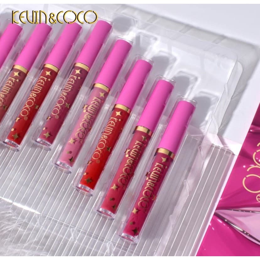 Set 12 Lip Gloss Kevin&Coco, nuante de rosu, rose, nude, cutie dreptunghiulara, 26.5x16.5x2.2 cm, 200g, multicolor — principală