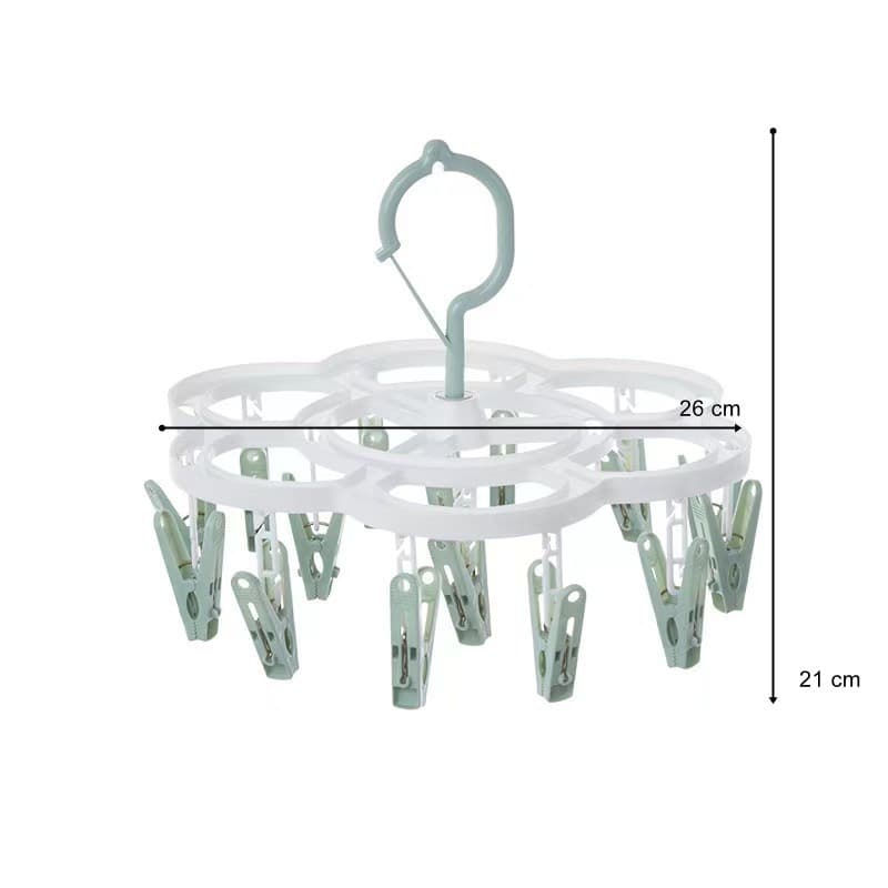 Uscator de Rufe Suspendat, 16 Carlige, Rotire 360 Grade, plastic, Usor de Depozitat, Multifunctional, 26 x 21 cm, Verde — varianta 2